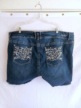 Series 31 Short & Sexy Embroidered Stretch Jean Shorts Plus Sz 24 Boho Festival